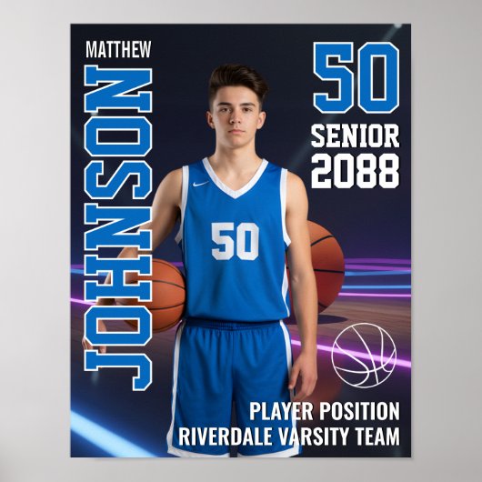 Portraitfoto des MVP-Spielers im Senior-Basketball Poster (Vorne)