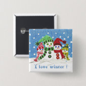 Portraitknopf für Snowmen Button (Vorne & Hinten)