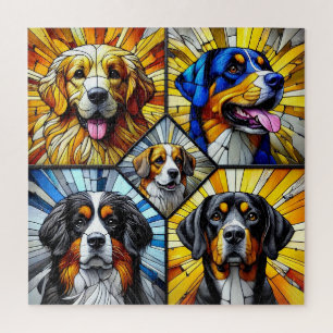 Portraits aus festem Glas für Hunde mit kräftiger Puzzle