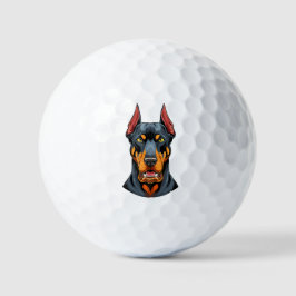 Portraits of a head Doberman dog front view Golfball