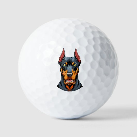 Portraits of a head Doberman dog front view Golfball (Vorderseite)
