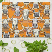 Portraits von Whimsical Longhorn Cattle Geschirrtuch (Gefaltet)