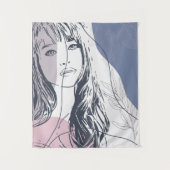 Portraitskizze, tropische Pflanze, bunte Formen T Wandteppich (Vorderseite)