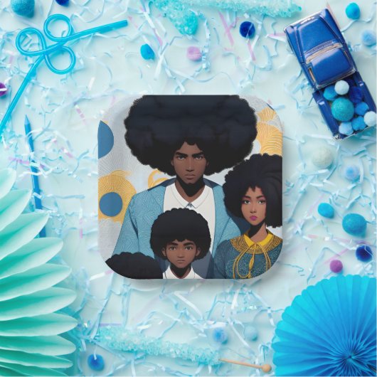 Porträt Afro - Schnitzel Pappteller (Party)