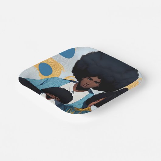 Porträt Afro - Schnitzel Pappteller (Gewinkelt)