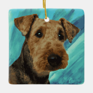Porträt Airedales Terrier Keramikornament