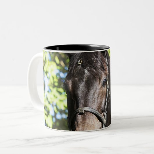 Porträt braunen Pferds 2 Zweifarbige Tasse (Vorderseite Links)