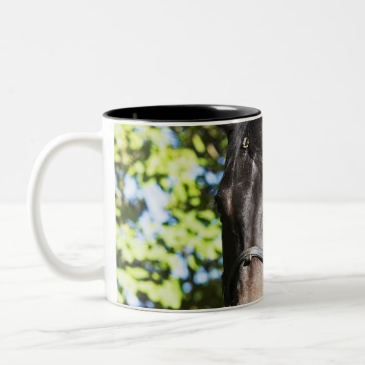Porträt braunen Pferds 2 Zweifarbige Tasse (Links)