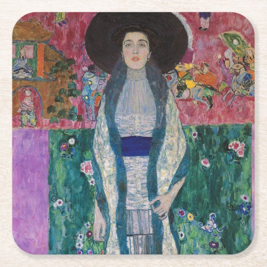 Porträt der Adele Bloch-Bauer, Gustav Klimt Rechteckiger Pappuntersetzer (Vorderseite)