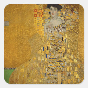Porträt der Adele Bloch-Bauer I von Gustav Klimt Quadratischer Aufkleber