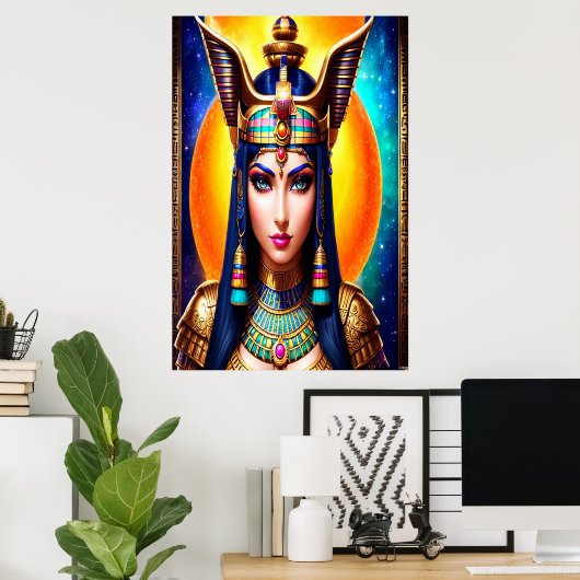 Porträt der ägyptischen Göttin Hathor | AI Art P Poster (Heimbüro)