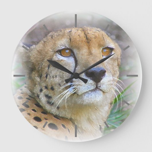 Porträt der Cheetah Große Wanduhr (Vorderseite)