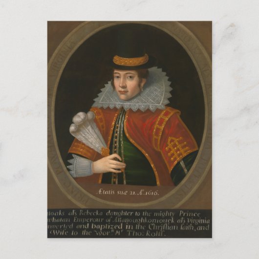 Porträt der echten Pokahontas in Europa Postkarte (Vorderseite)