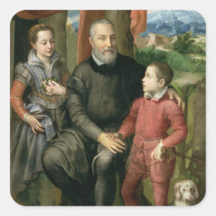 Porträt der Familie des Künstlers, Minerva Quadratischer Aufkleber