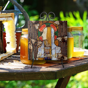 Porträt der hl. Gobnait, Patronin der Bienen, Fliese