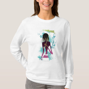 Porträt der jungen Frau Geldbeutel und Regenschir T-Shirt