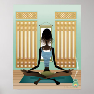 Porträt der jungen Frau Yoga tuend Poster