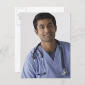 Porträt der jungen männlichen Krankenschwester, Postkarte (Vorne/Hinten)