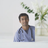 Porträt der jungen männlichen Krankenschwester, Postkarte (Stehend Vorderseite)
