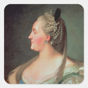Porträt der Kaiserin Catherine II das große Quadratischer Aufkleber