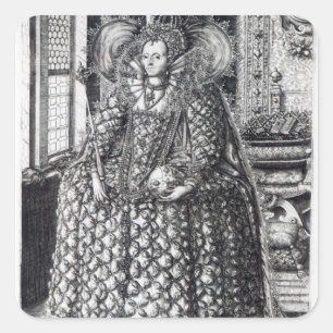 Porträt der Königin Elizabeth I Quadratischer Aufkleber