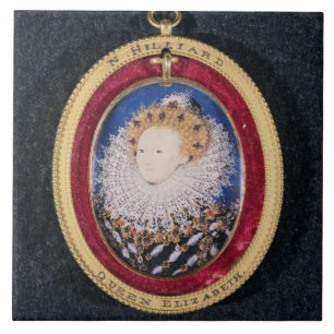 Porträt der Königin Elizabeth I (w/c auf Fliese