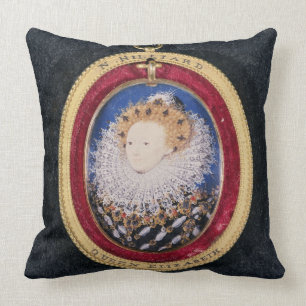 Porträt der Königin Elizabeth I (w/c auf Kissen