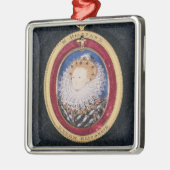 Porträt der Königin Elizabeth I (w/c auf Silbernes Ornament (Links)