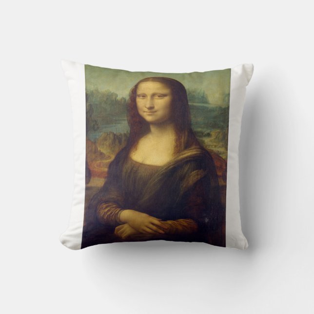 Porträt der Mona Lisa del Giocondo von Leonardo da Kissen (Vorderseite)