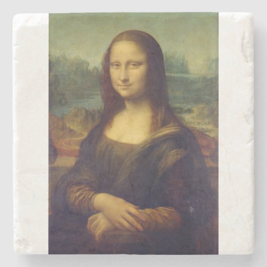 Porträt der Mona Lisa del Giocondo von Leonardo da Steinuntersetzer (Vorderseite)