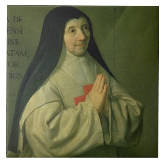 Porträt der Mutter Catherine-Agnes Arnauld (1593-1 Fliese (Vorderseite)