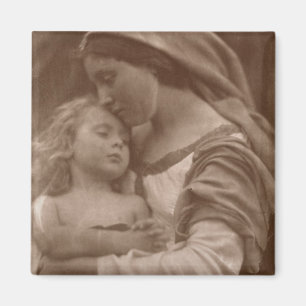 Porträt der Mutter und des Kindes (Sepia-Foto) Magnet