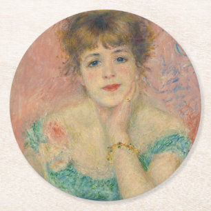 Porträt der Schauspielerin Jeanne Samary, Auguste Runder Pappuntersetzer