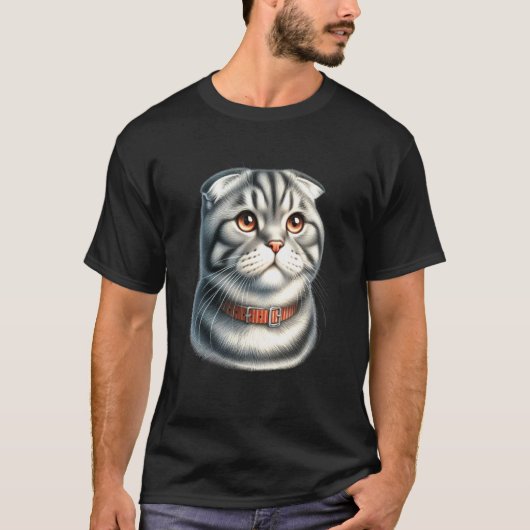 Porträt der schottischen Fold-Katze T-Shirt (Vorderseite)