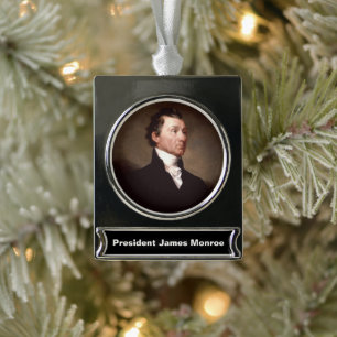 Porträt des amerikanischen Präsidenten James Monro Banner-Ornament Silber