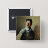 Porträt des Dichters Sergey Gorodetsky 1909 Button (Vorne & Hinten)