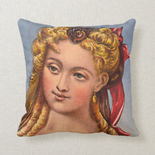 Porträt des Gesichts einer Dame aus der Vintage-Ze Kissen
