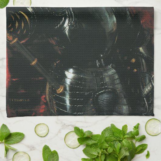 Porträt des Herzogs von Urbino von Tizian Geschirrtuch (Gefaltet)