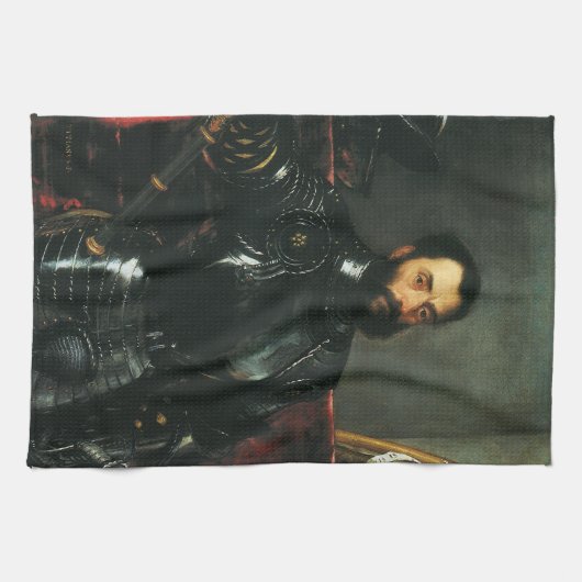 Porträt des Herzogs von Urbino von Tizian Geschirrtuch (Horizontal)