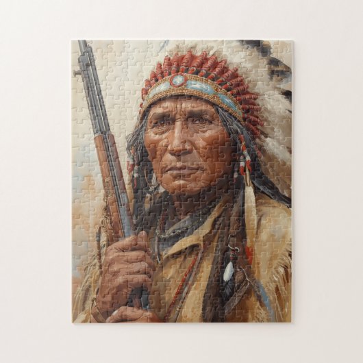 Porträt des Indianerhäuptlings Geronimo Puzzle (Vertikal)