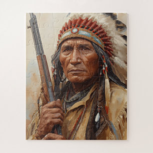Porträt des Indianerhäuptlings Geronimo Puzzle