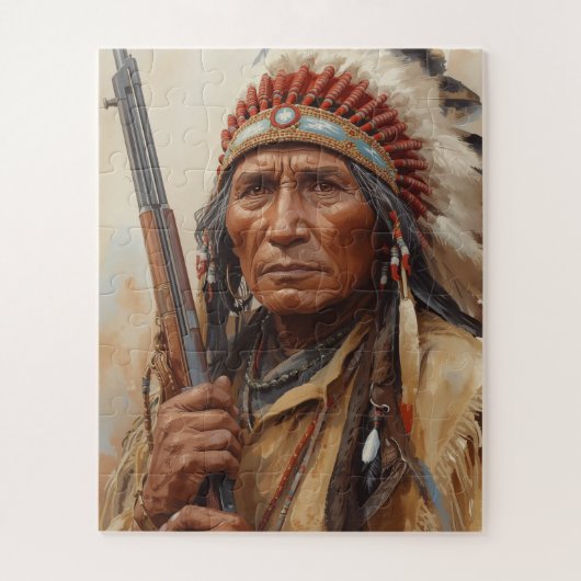 Porträt des Indianerhäuptlings Geronimo Puzzle (Vertikal)