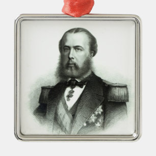 Porträt des Kaisers Maximilian von Mexiko, 1864 Silbernes Ornament