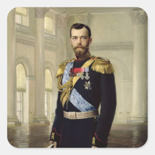 Porträt des Kaisers Nicholas II, 1900 Quadratischer Aufkleber