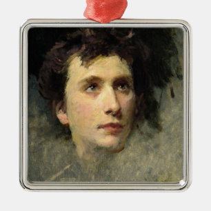 Porträt des Komponisten Pyotr Ilyich Silbernes Ornament