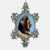 Porträt des Löwen, aus dem Profil Schneeflocken Zinn-Ornament (Links)