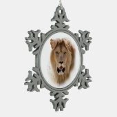 Porträt des Löwen Schneeflocken Zinn-Ornament (Links)