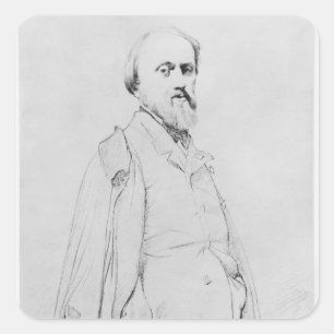 Porträt des Malers Hippolyte Flandrin Quadratischer Aufkleber