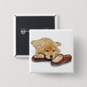 Porträt des niedlichen Welpenhundes des goldenen Button (Vorne & Hinten)