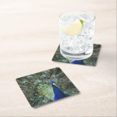 Porträt des Pfaus mit Federn heraus Rechteckiger Pappuntersetzer (Vor Ort)